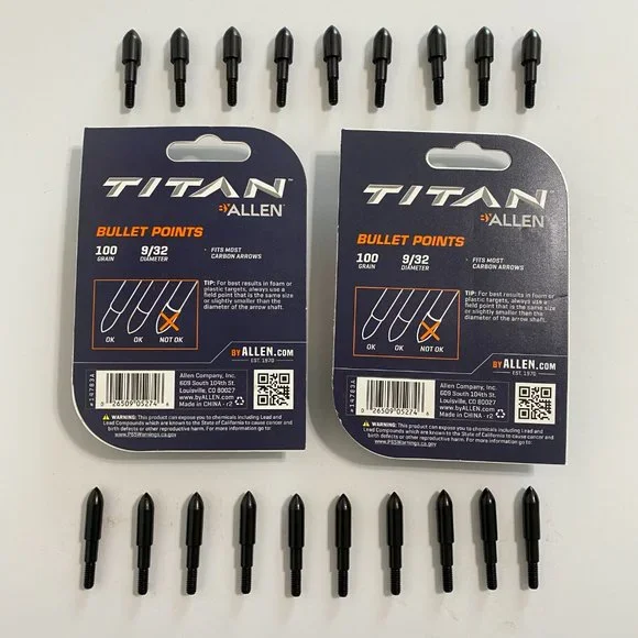Allen Titan Bullet Points Size 9/32 AND 17/64 Diameter Mixed Lot 39 Total Points - Picture 2 of 2